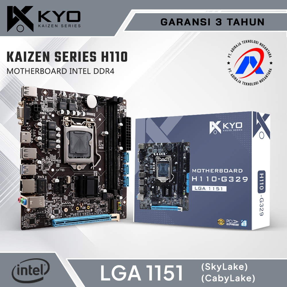 Motherboard KYO KAIZEN H110 DDR4 Socket LGA 1151 MOBO H110 INTEL 1151 GARANSI RESMI 3 TAHUN