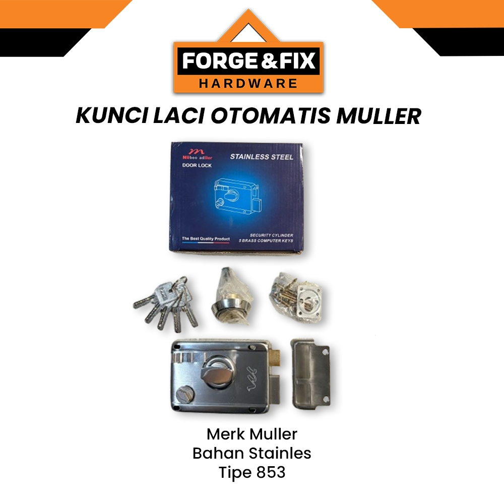 [1SET] MULLER Kunci Pintu Body Rumah Laci Otomatis Stainless SUS304 ART ML 853 SS