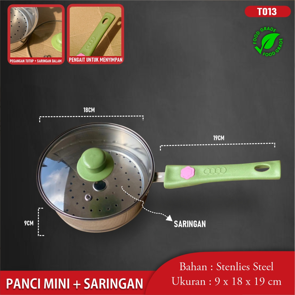 Panci Susu Kuping Stainless Tutup Kaca Panci Kukusan Kecil Panci Mie Saucepa Multiguna Masak Air