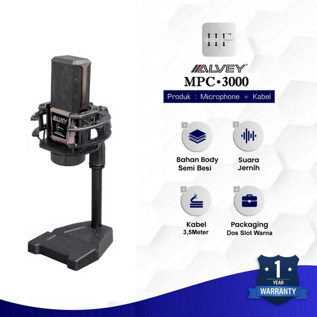 MICROPHONE PODCAST ALVEY MPC 3000 MIC LIVE STREAMING/MIC CONDENSOR/MIC UNTUK KONTEN ORIGINAL