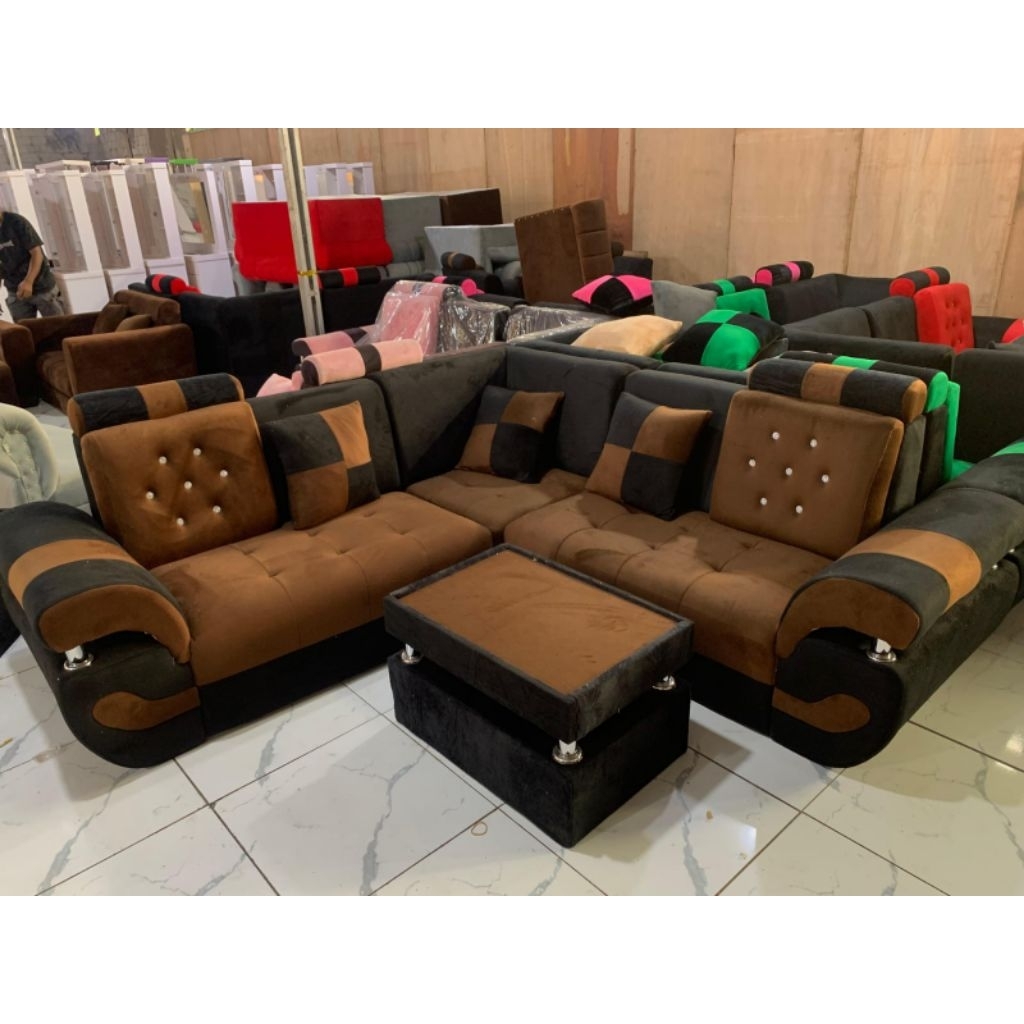 Sofa L Sudut angsa + Meja By eby Mulya