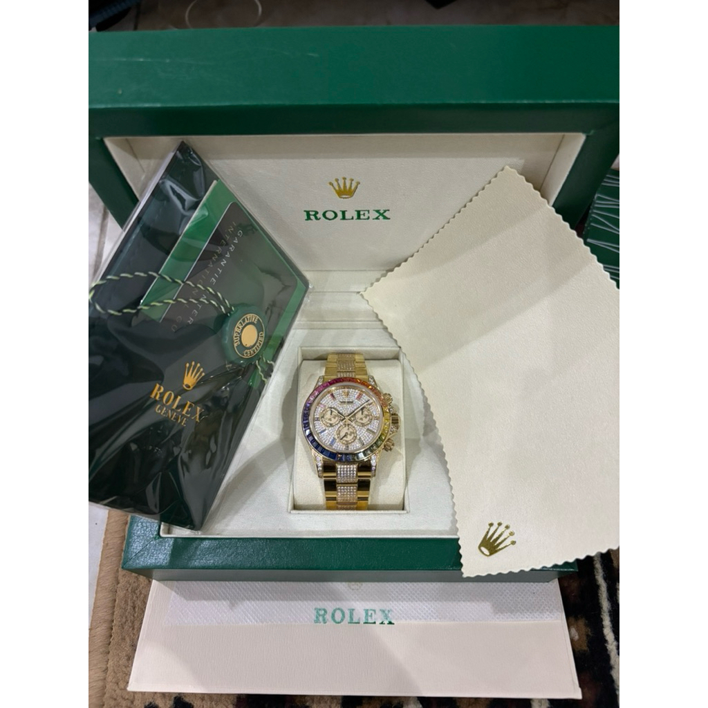 Jam Tangan Rolex diamond warna gold mewah mulus fullset