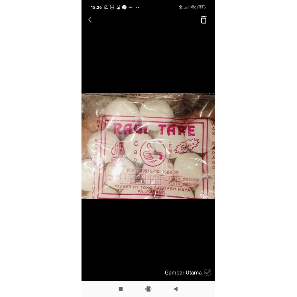 RAGI TAPE CAP JEMPOL ASLI PALEMBANG RAGI TAPE SINGKONG MEMBUAT SINGKONG TAPE MANIS ORIGINAL ISI 15 B