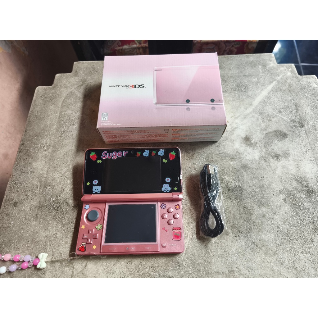 Nintendo 3DS not XL Pearl Pink CFW Luma 32GB Fullset 10