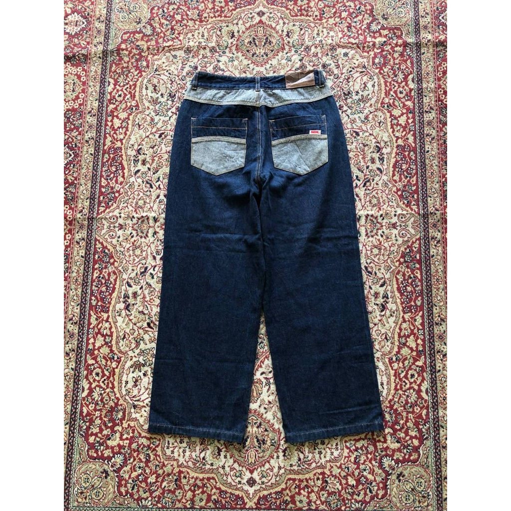 P Sculptor reverse block vintage denim pants
