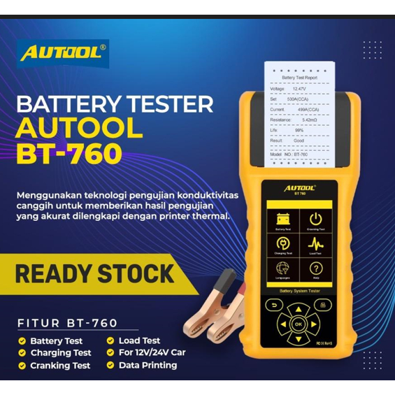 AUTOOL BT760 6-30V ALAT TES AKI KENDARAAN VIA THERMAL PRINTER BT 760