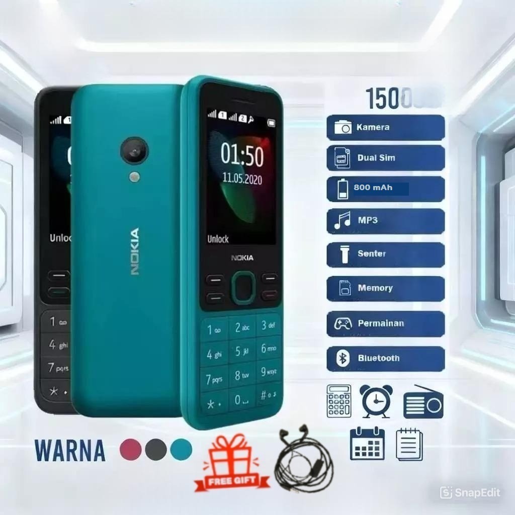 HP NOKIA 150 2020 BARU GARANSI 1 BULAN DUAL SIM SLOT MEMORY KAMERA SENTER RADIO 800mAh