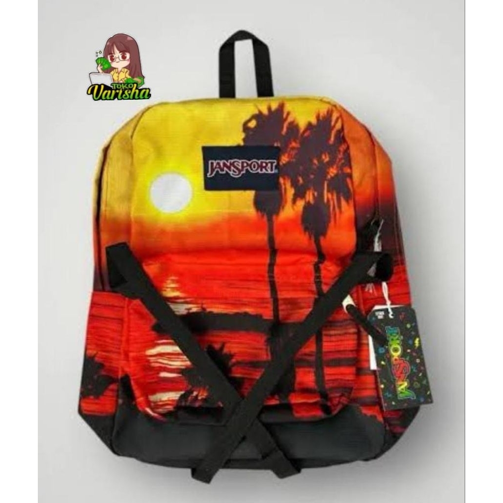 [READY STOK BISA COD] TAS RANSEL JANSPORT MOTIF SUNSET - BNWT FULL TAG