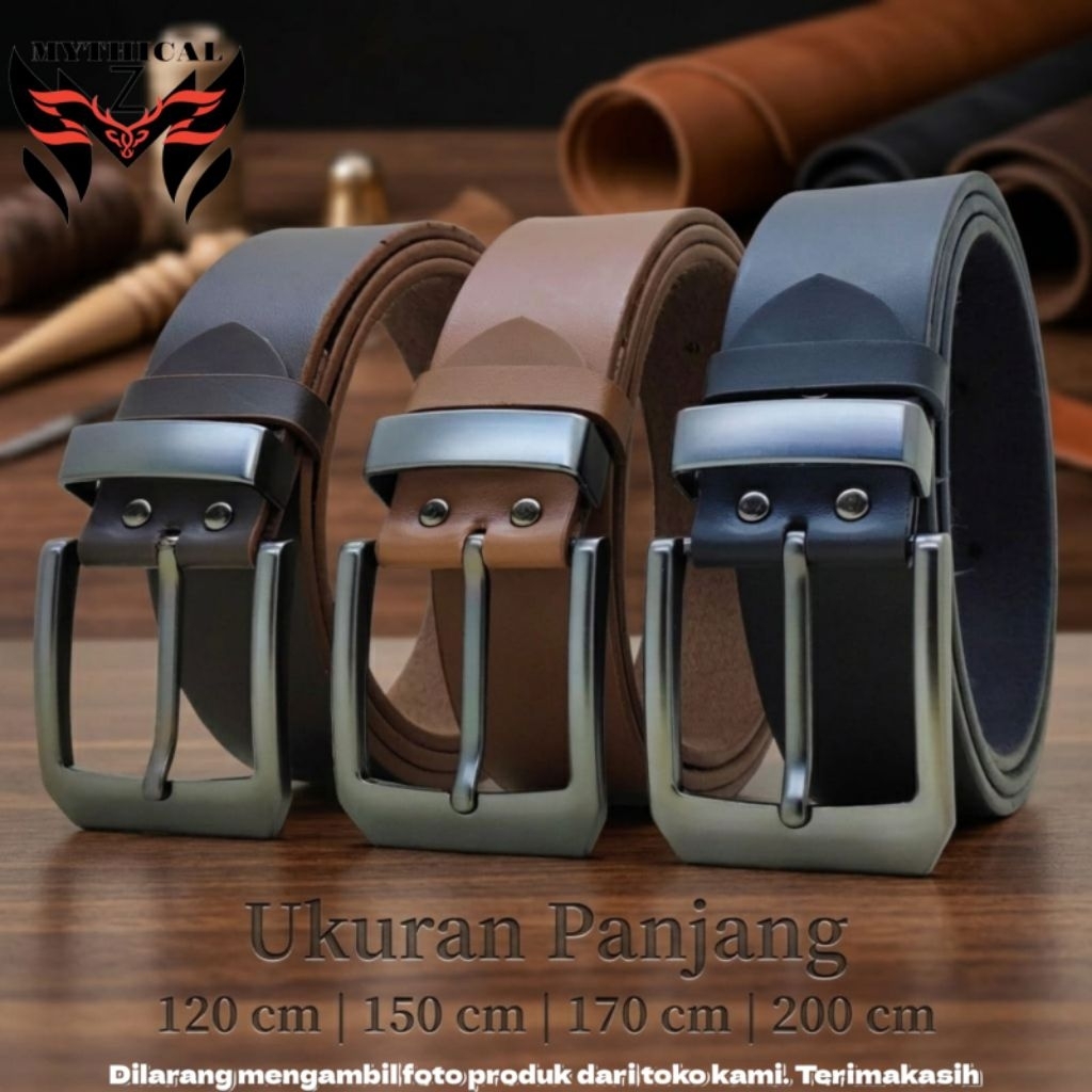 ikat pinggang kulit pria kasual premium 120/150/170/200cm sabuk kulit gesper pria murah TEBAL JS-047