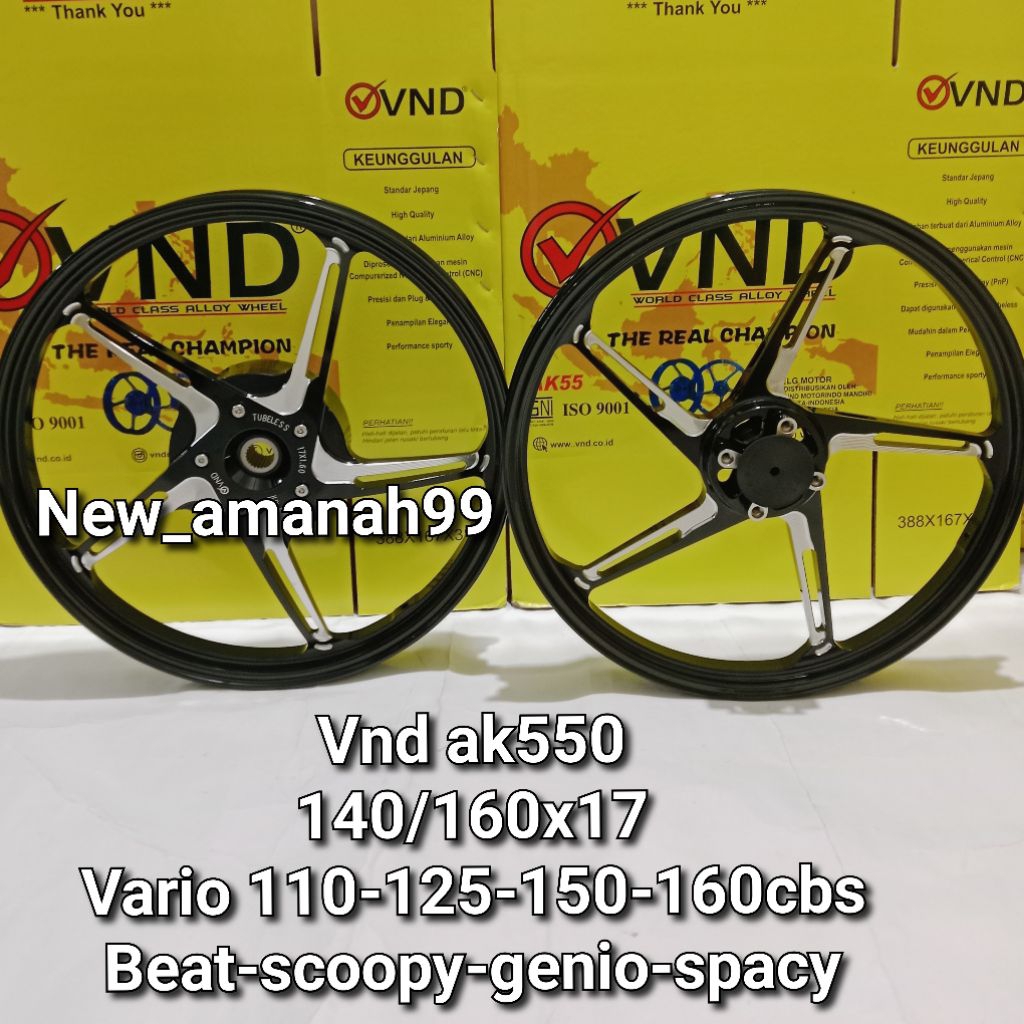 VND VELG AK550 R17 UK 140/160x17 BEAT KARBU/BEAT FI/BEAT ESP BEAT POP VARIO 125-150 AK 550 VND AK550