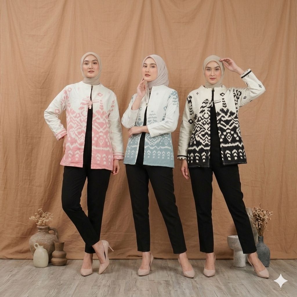 Outer Batik Wanita Modern Blazer Batik Batik Kantor Elegan Casual Stylish