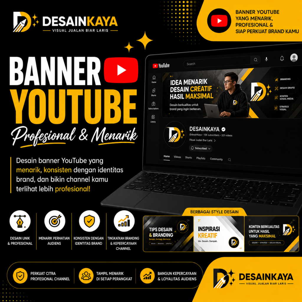 Jasa Desain Banner YouTube Facebook X Twitter Profesional untuk Branding Bisnis Online