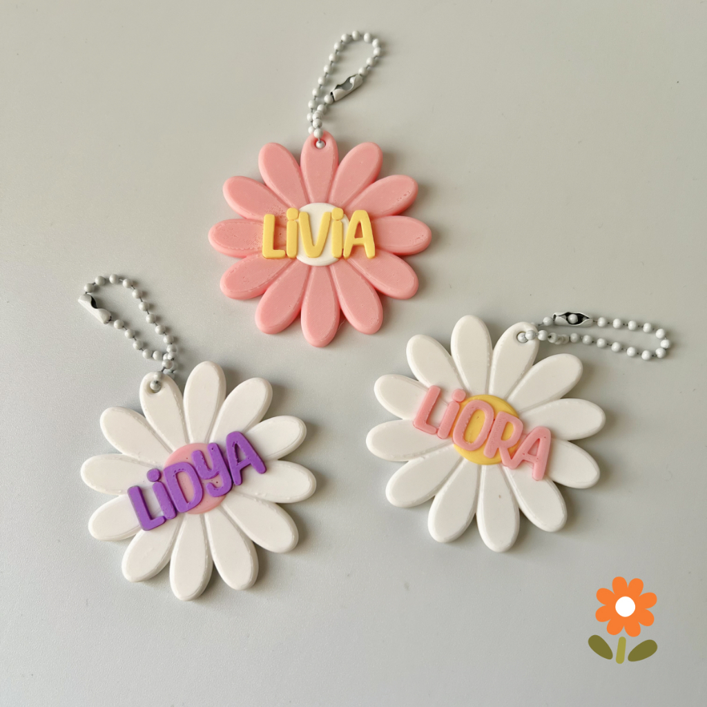 daisy studio - Daisy Flower Charm | Premium Charm Custom Nama | Gantungan Kunci Nama | Gantungan Tas