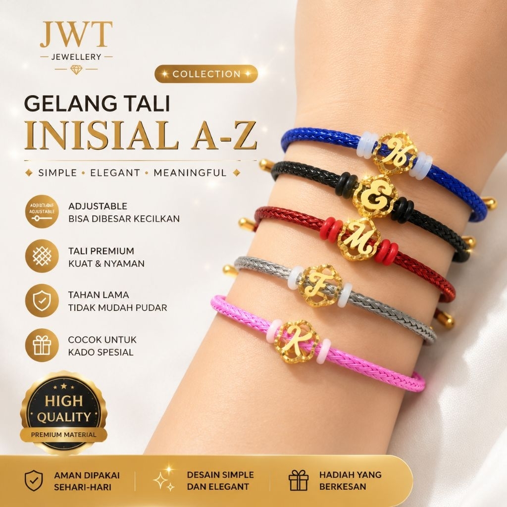 Gelang emas kuning huruf/ initial nama BEST SELLER