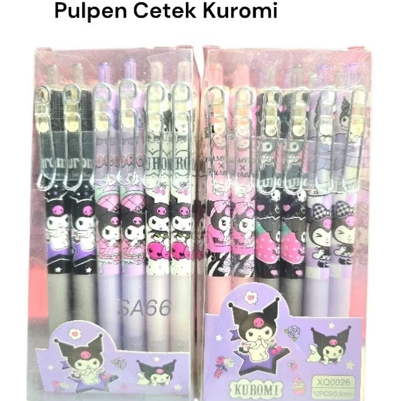 6 pcs Pulpen Kuromi/Kuromi/Pulpen Gel Lucu/Pulpen Cetek