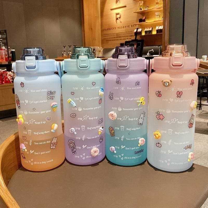 botol minum air 2 liter motivasi botol minum viral+stiker tempelan botol air minum 2 liter botol min