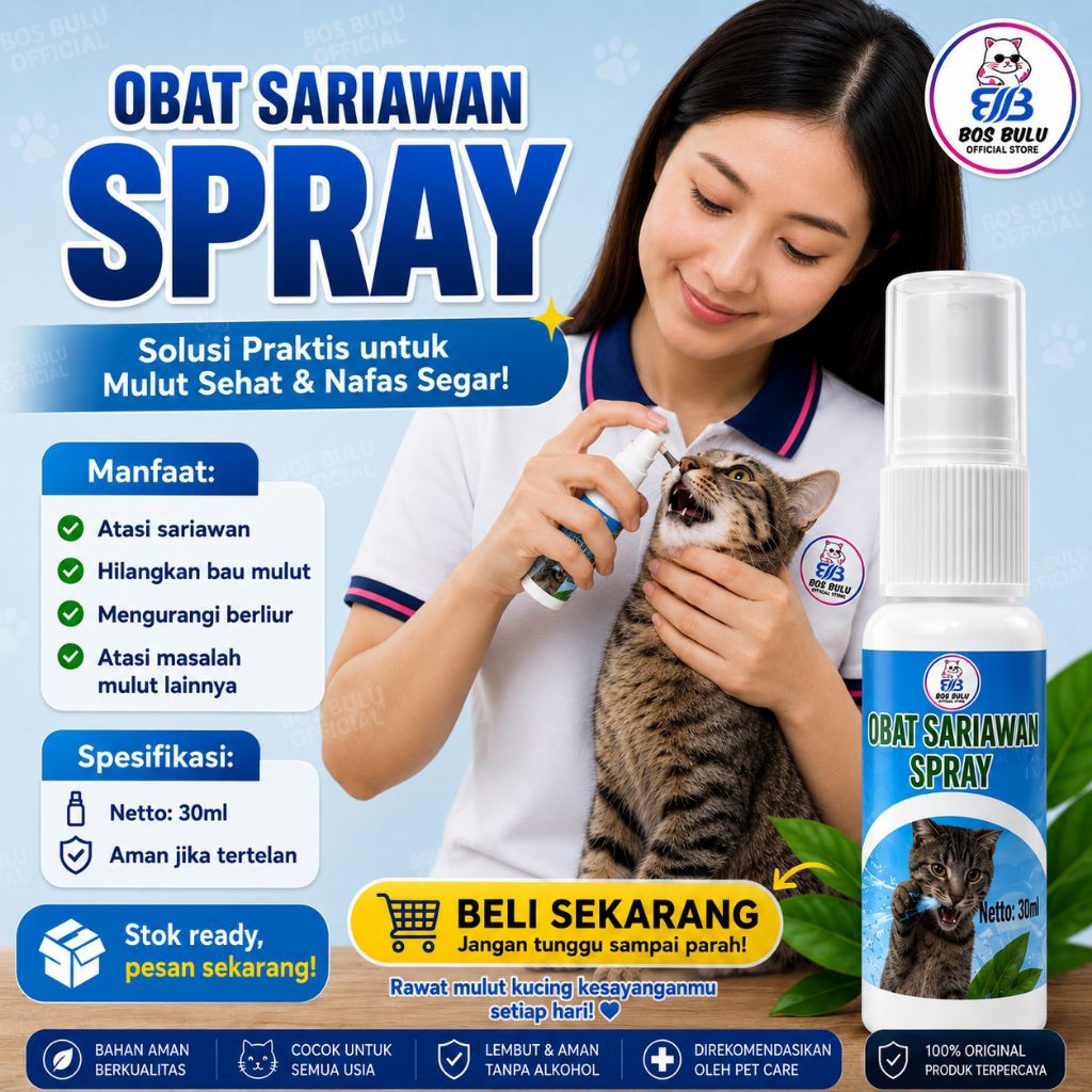 obat spray sariawan bau mulut 30ml kucing