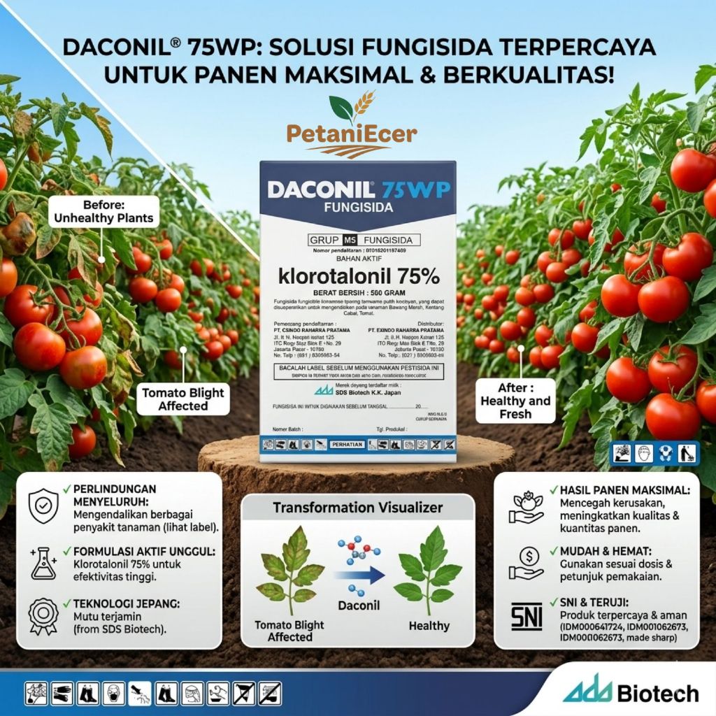 Daconil 75 WP Fungisida kontak Bahan Aktif Klorotalonil 75 %
