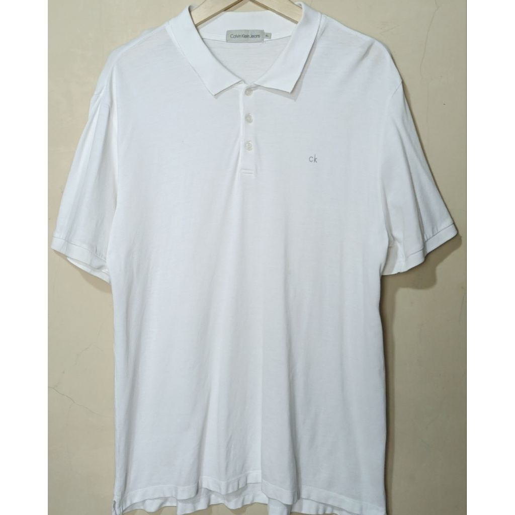 kaos kerah poloshirt ck putih katun xl