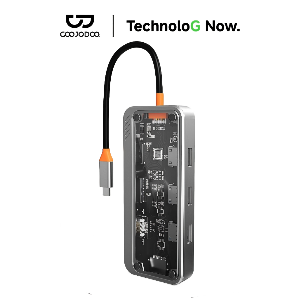Goojodoq 10 In 1 Type-C Transparent HUB Laptop Docking Station untuk Dell HP For MacBook Pro Tipe C 