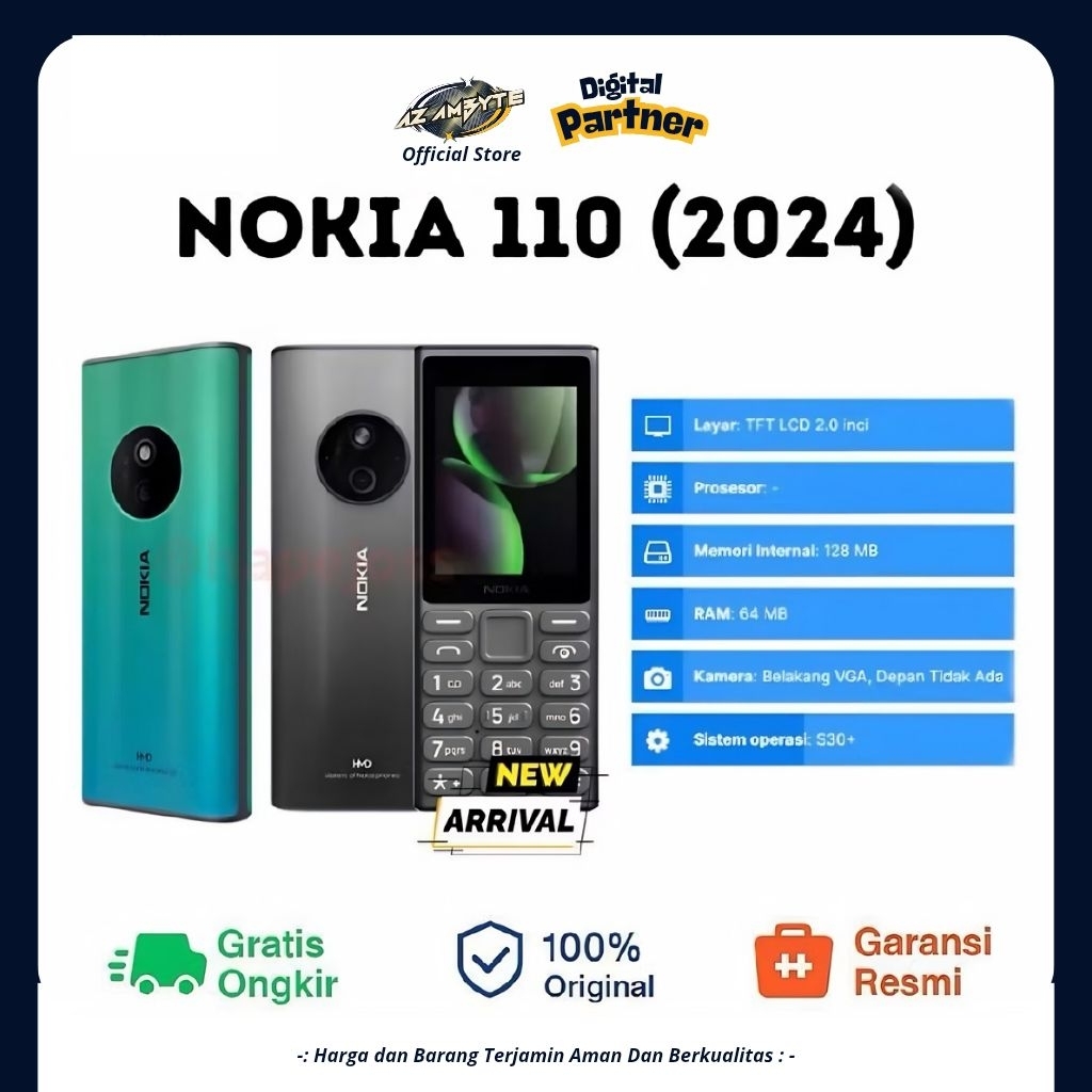 Hp Nokia 110 4G Thn. 2024 ( Garansi Resmi Indonesia )