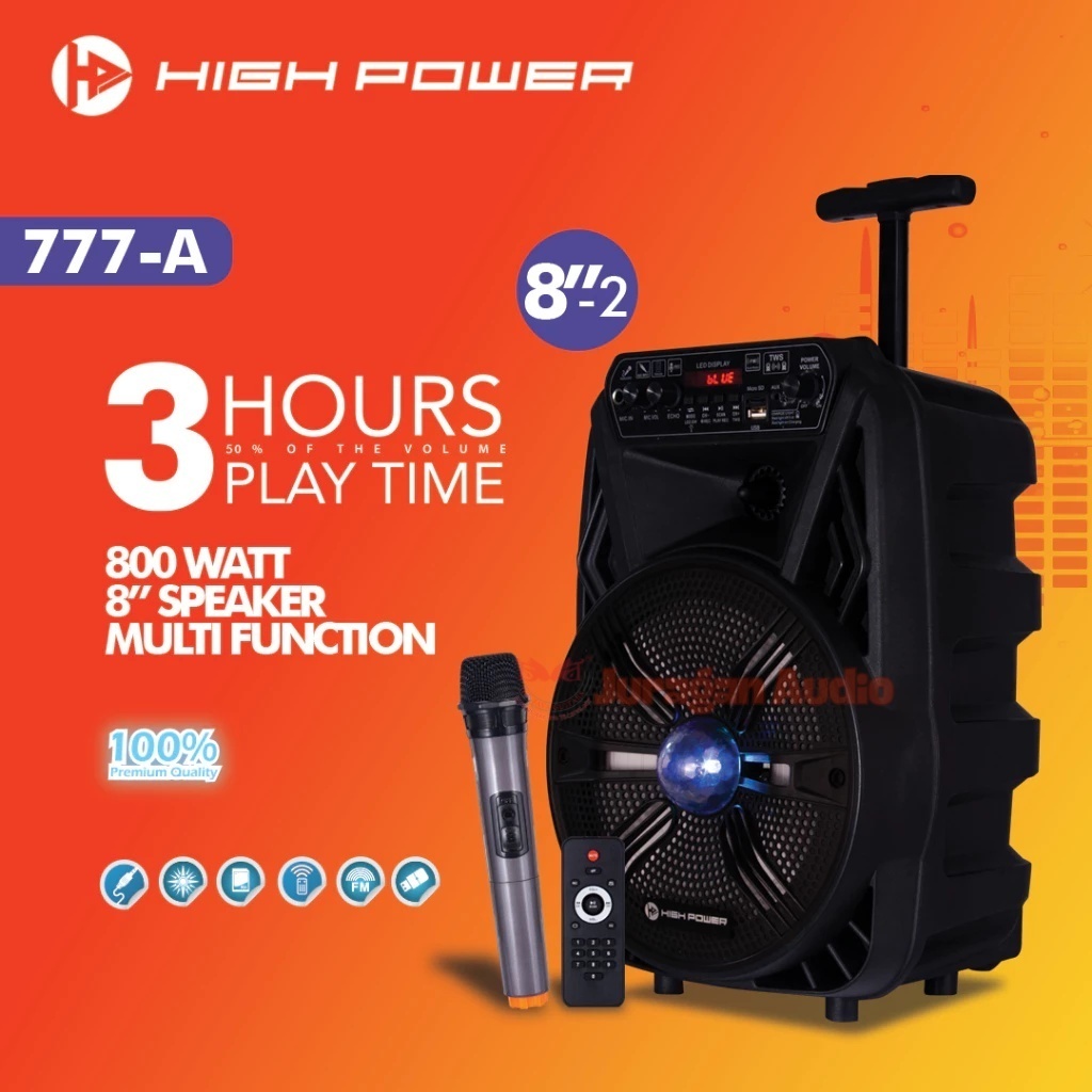 Speaker portable portabel wireless 8 inchi mic bluetooth RGB nyala