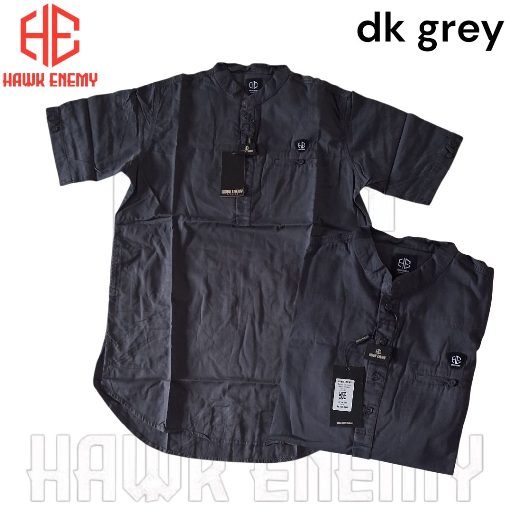 kemeja koko kurta lengan pendek hawk enemy katun twill