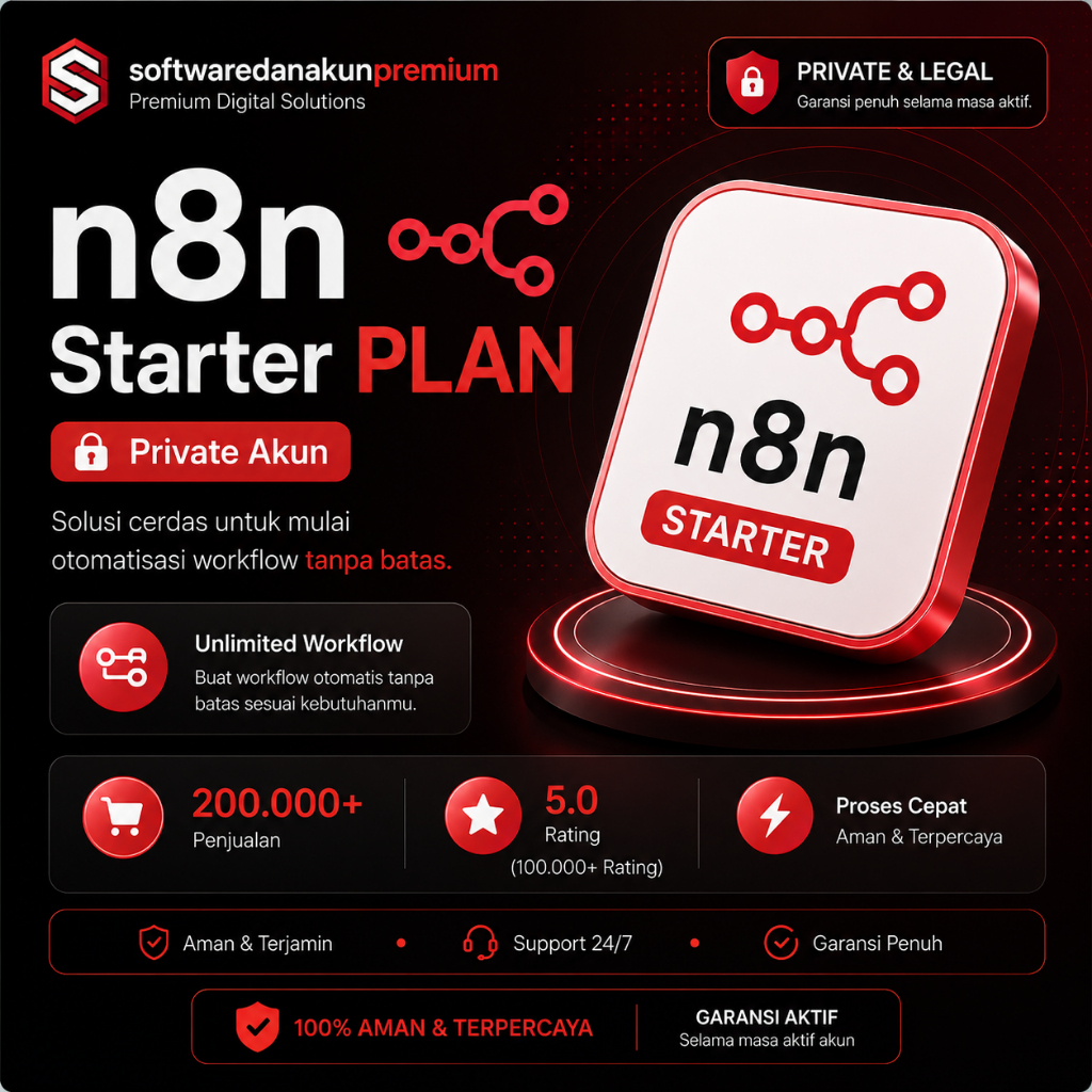 n8n Starter Plan Akun Pribadi  – Unlimited Automasi Workflow