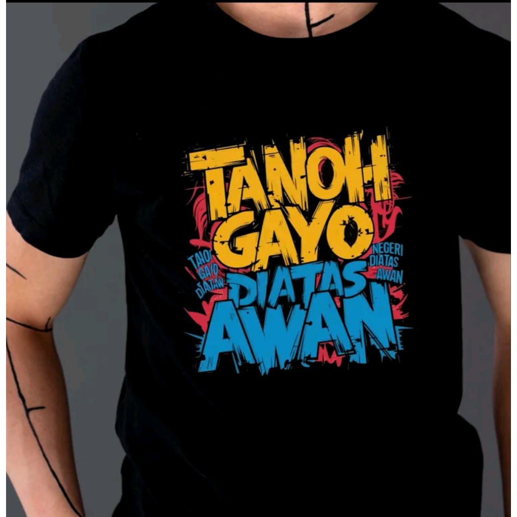 Kaos Hitam Unisex Aceh  Tan*h Gayo  Distro Pendek