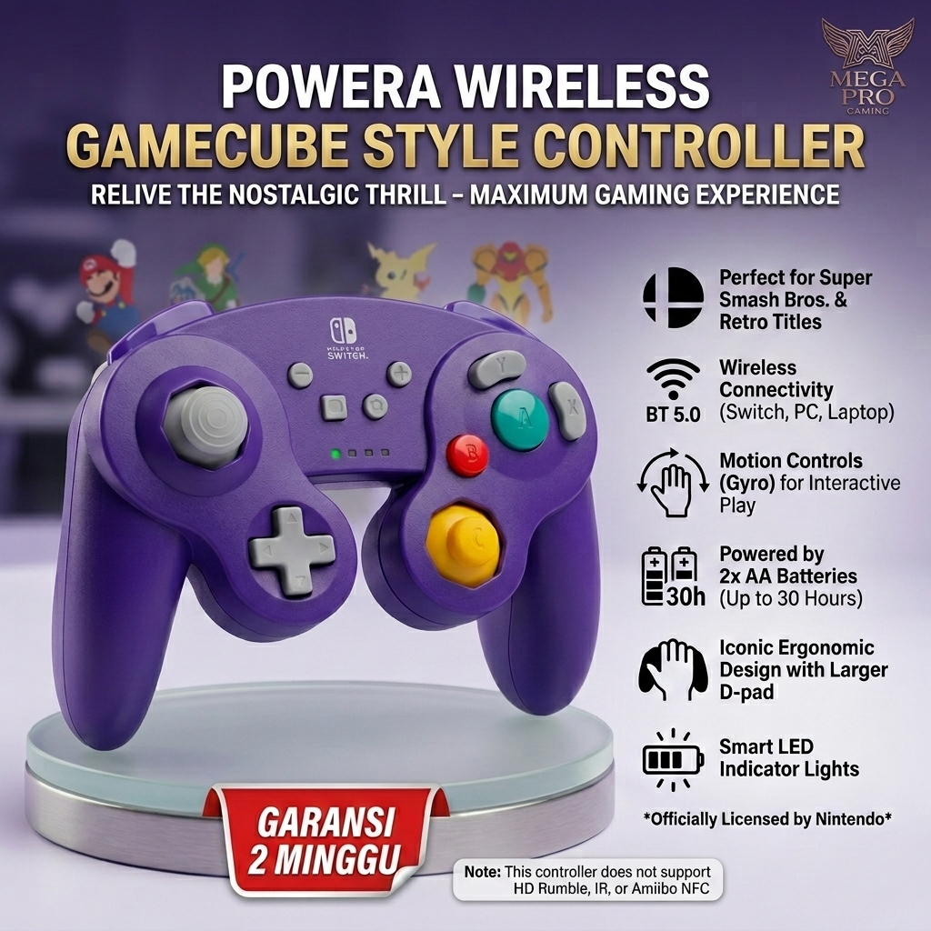 PowerA Wireless GameCube Style Controller Switch PC Laptop Gamepad Joystick Stik Game