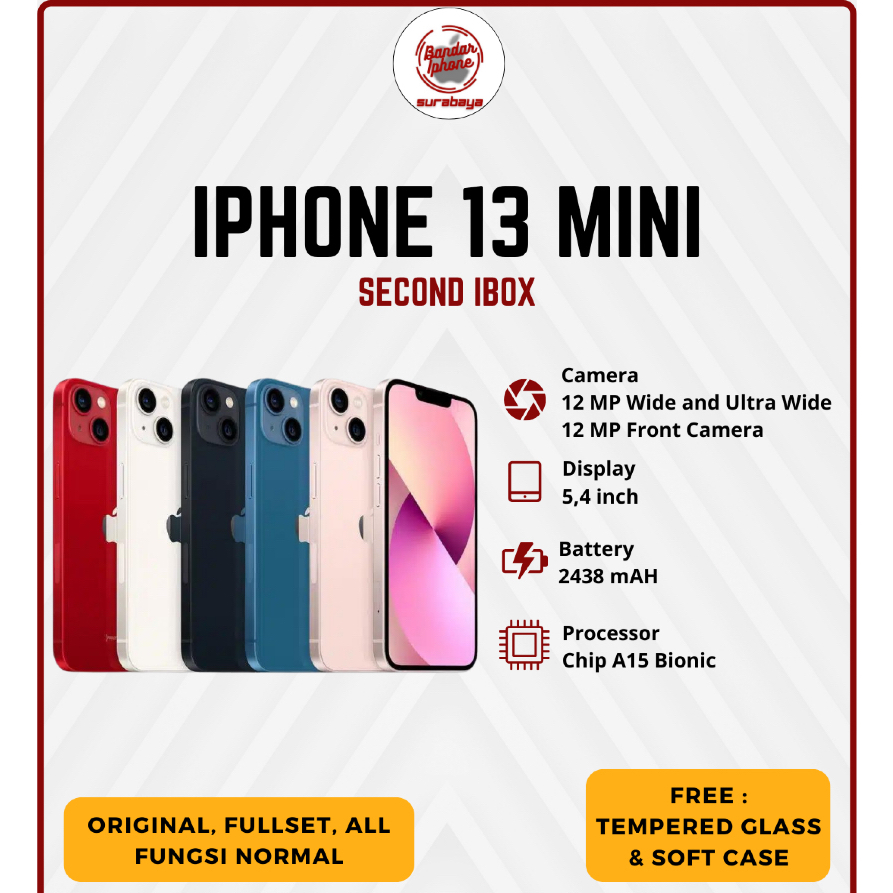 iPhone 13 mini 128GB/256GB/512GB Fullset Second iBox Bergaransi