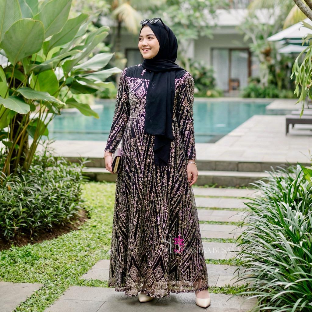 Gamis Tile Payet Hitam Permata Baju Lebaran Busana Muslim 70241 146