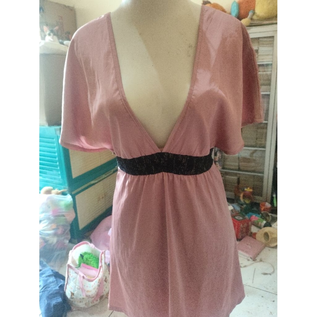 dress satin pink lucu