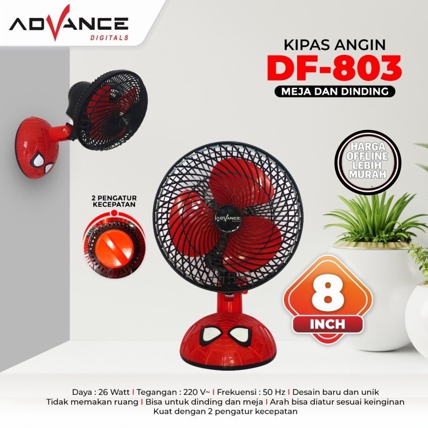 Kipas Angin Advance Df 803 Df803 Meja Dinding Swing 8" inch