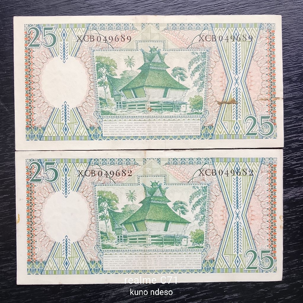 Uang Kuno 2 Pcx 25 Rupiah Seri Pekrja Tahun 1958 Seri Pekrja Urut Loncat Seri X