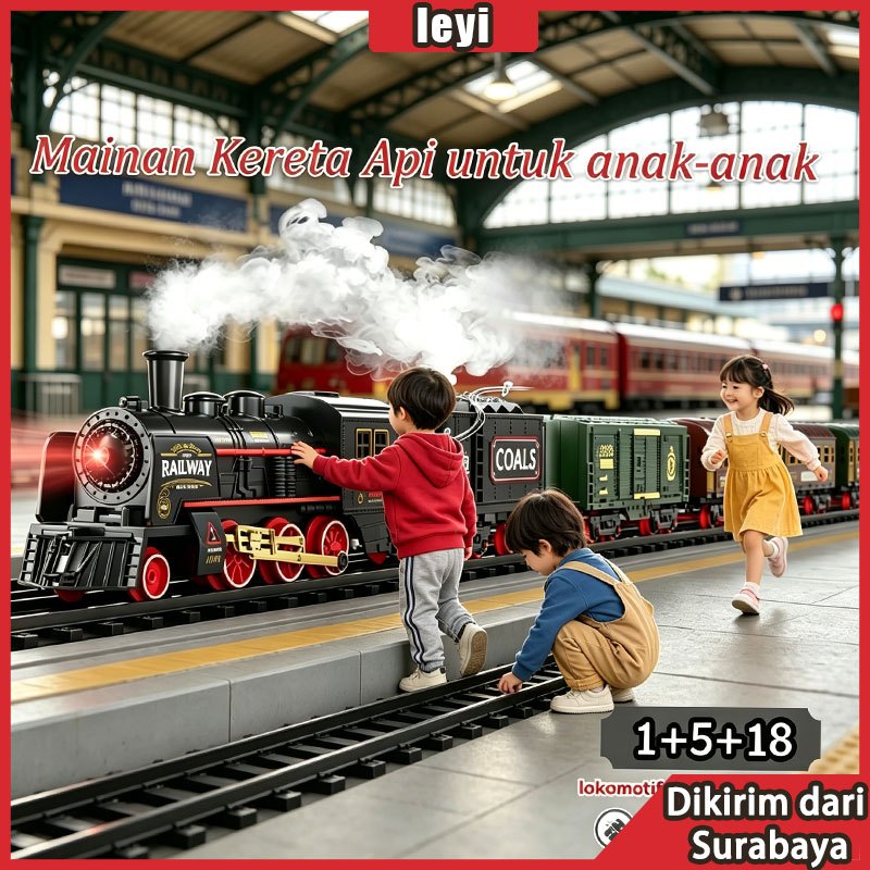 Kereta Api Mainan Elektrik Kereta Api Uap 21 Rel Panjang 6 Gerbong Edukasi Mainan Anak Laki Laki
