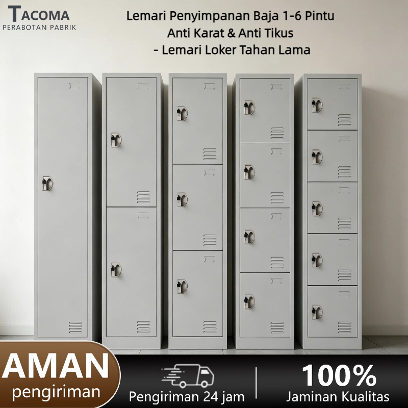Lemari Penyimpanan Besi - Lemari Loker Lemari Multi-Pintu Dengan Kunci Lemari Baju Logam Loker Karya