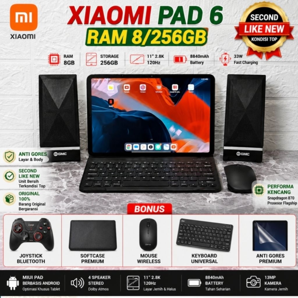 XIAOMI MI PAD 6 TAB GAMING RAM 8/256GB | BONUS KEYBOARD DAN JOYSTICK | SPEK TINGGI | SEKEN ORIGINAL