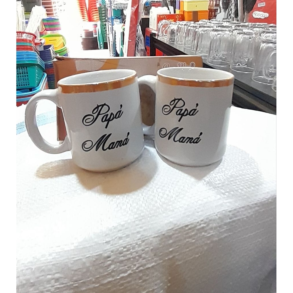 Gelas Set Mama/Papa/ Gelas Keramik Hadiah/ Gelas Kado/ Kado undangan