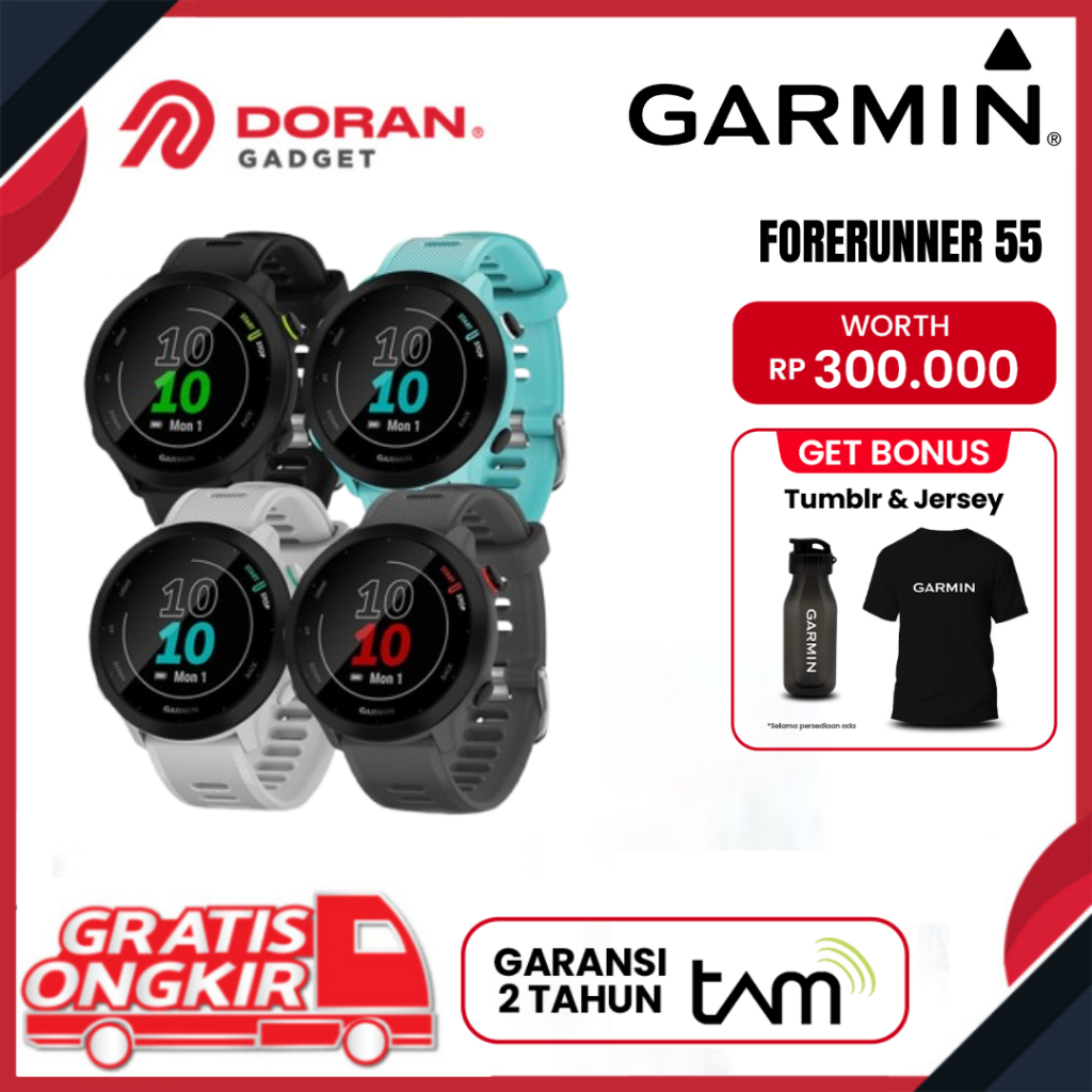 Garmin Forerunner 55 Running Smartwatch Multisport Garmin FR 55 FR55 - Garansi Resmi TAM 2 Tahun
