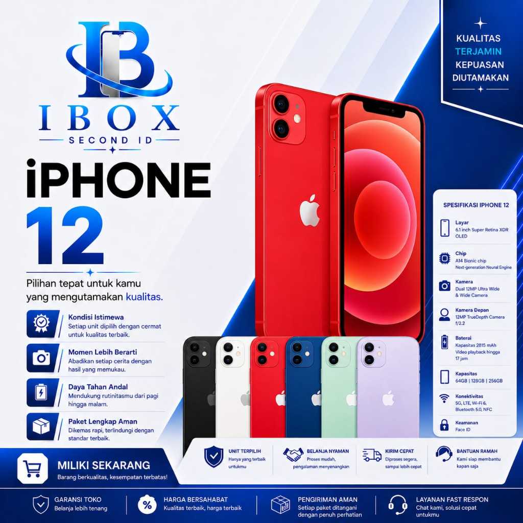 Iphone 12 128GB, 64GB Second Ori Apple, Like New ALLSIM, Fullset