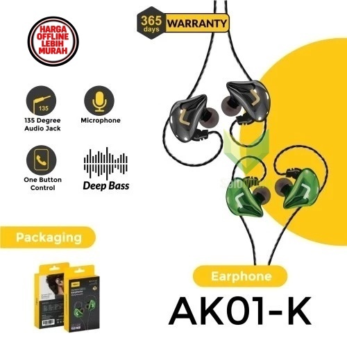 Rexi Dynamic earphone shiny metallic AK01-K