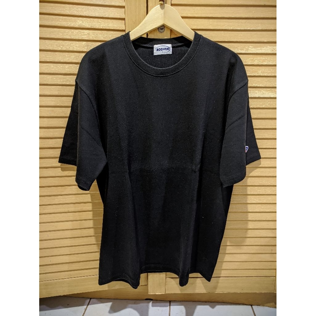 Kaos Tshirt Acover Polos Basic Tebel Logo Bordir Black Hitam