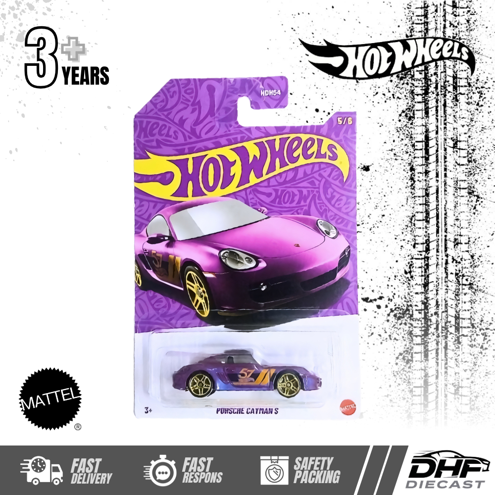 Hot Wheels Porsche Cayman S Ungu – Diecast Original Mattel 1:64 Koleksi Limited