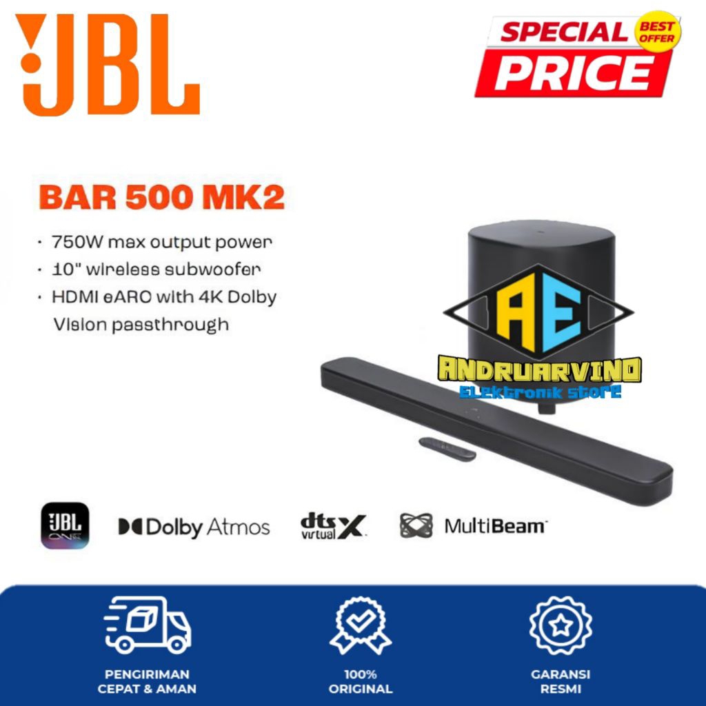JBL SOUNDBAR BAR 500 MK2 5.1CH MULTIBEAM AND DOLBY ATMOS