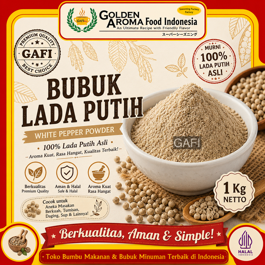 Bubuk Lada Putih 1 Kg White Pepper Powder Serbuk Lada Putih Bubuk Merica Asli 1Kg Golden Aroma