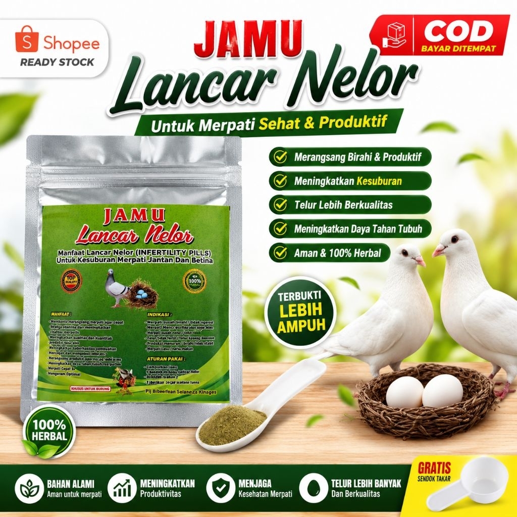 Jamu Merpati Betina Lancar Nelor Pil Obat Macet Telur Suplemen Kesuburan Angkrem Produksi Telur