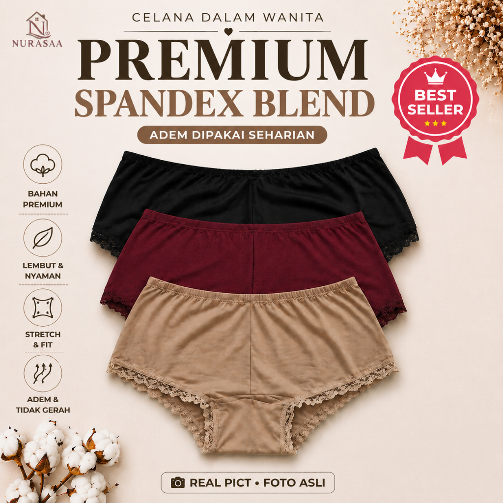 CD UNDERWAER | CD Jupe | Celana Dalam Wanita Premium | CD Renda Boxer Segiempat | CD wanita | Adem &