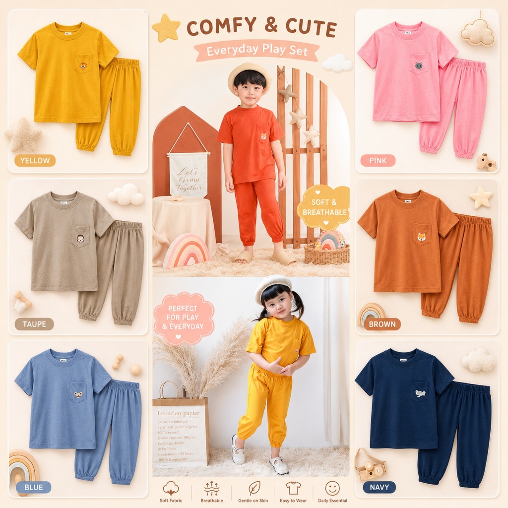POLINI Set Jojo Unisex Anak / Setelan Jogger Anak - Setelan Anak Smilee Jojo