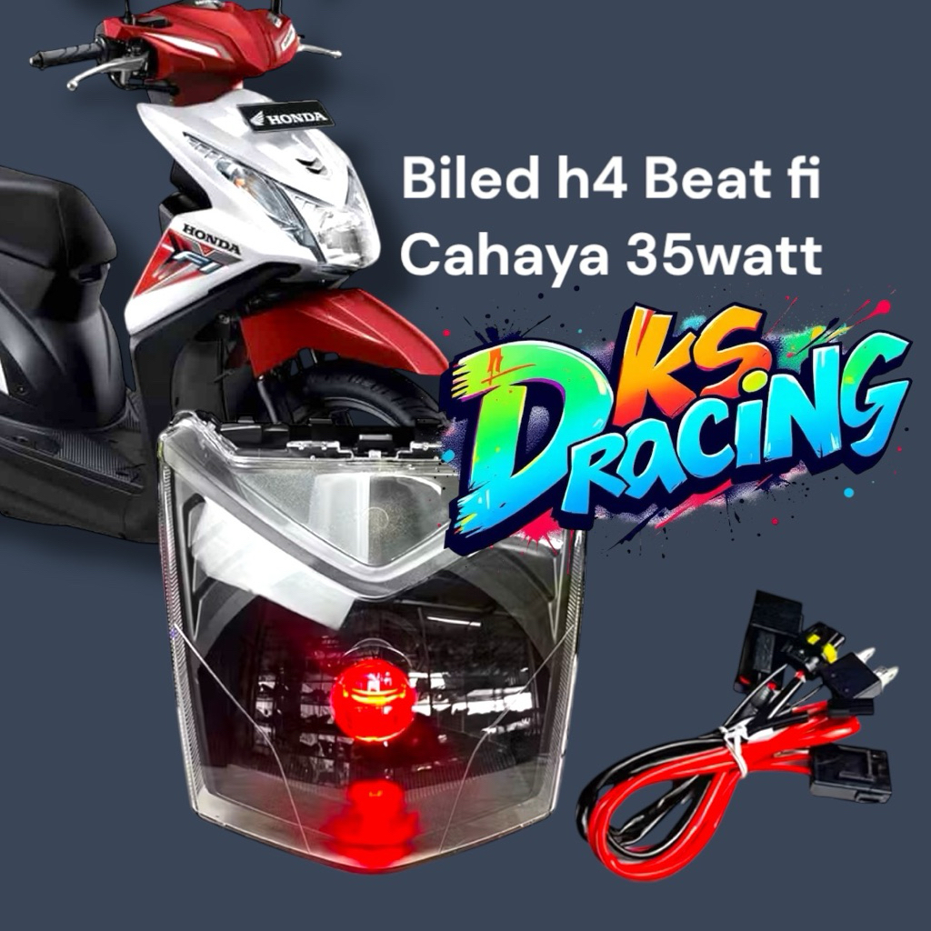 LAMPU BILED H4 BEAT FI 2013-2015 FULLSET RELAY SIAP PASANG